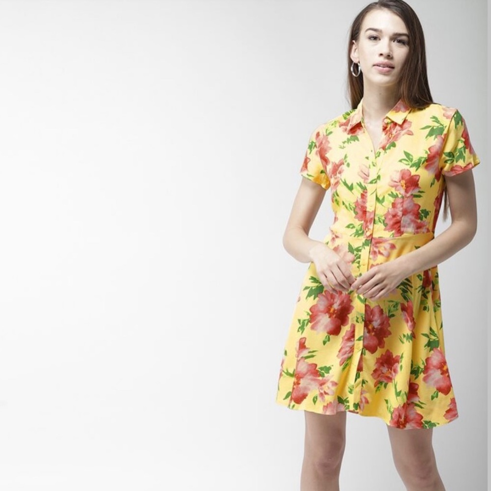 Forever 21 Mini Dress with Buttons on the Front and Flower Prints